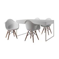 Mesa Jantar Industrial Filadélfia Branca 137X90Cm Base Ferro Branco Com 4 Poltronas Brancas Branco - 6