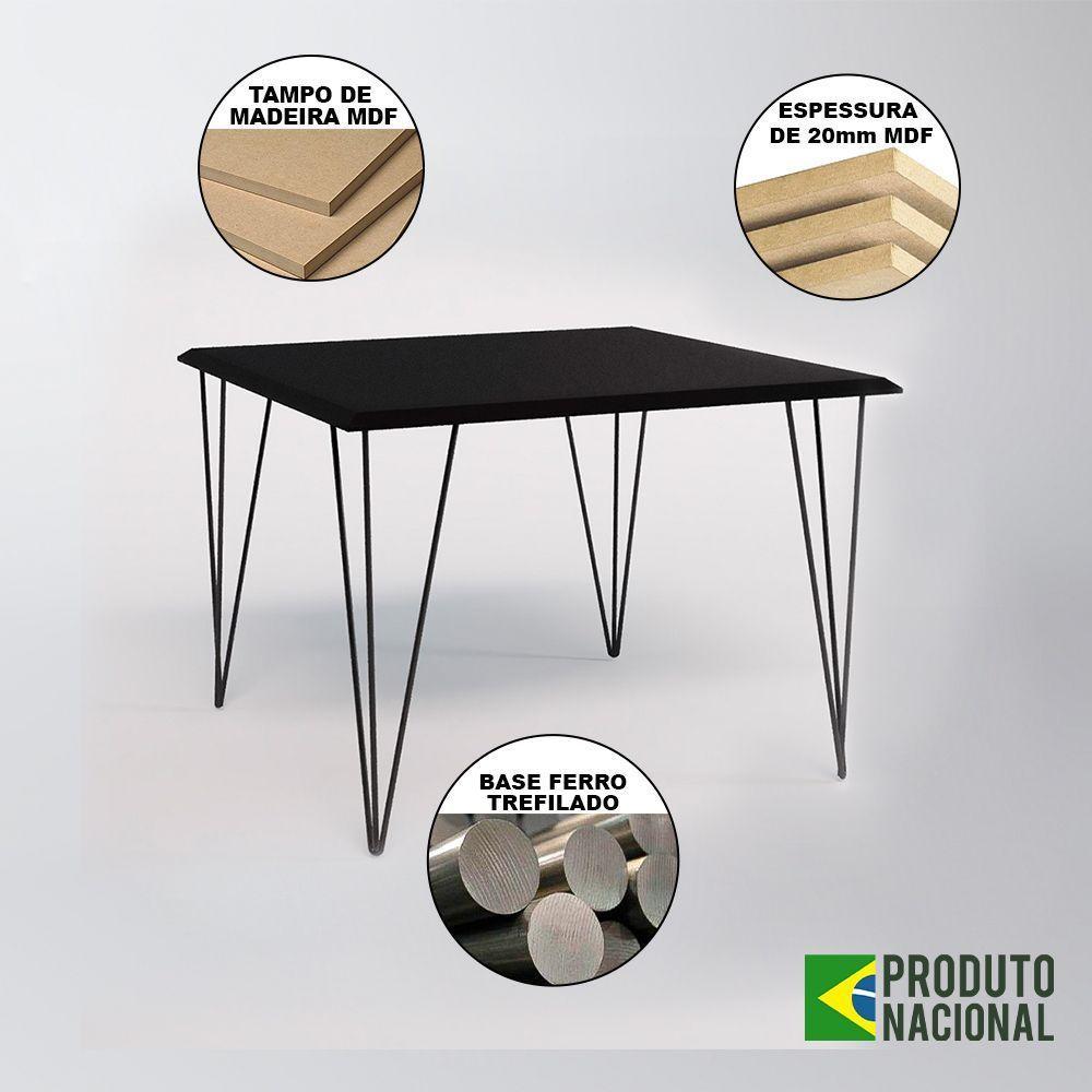 Mesa Sala De Jantar Industrial Preta 120X75 Com 4 Cadeiras Brancas De Ferro Preto - 5