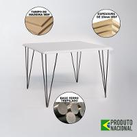 Mesa Sala De Jantar Industrial Quadrada Branca 90 Com 4 Cadeiras Brancas De Ferro Preto - 8