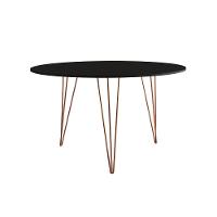 Mesa Jantar Redonda 110Cm Preta Clips 3 Pés Com 5 Cadeiras Eames Eiffel Brancas Base Cobre - 5
