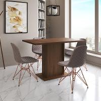 Mesa Jantar Londres Tampo Amêndoa 120Cm 4 Cadeiras Base Cobre Estofado Nude Médio - 2