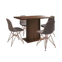 Mesa Jantar Londres Tampo Amêndoa 120Cm 4 Cadeiras Base Cobre Estofado Nude Médio - 7