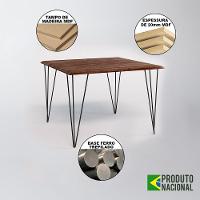 Mesa Sala De Jantar Industrial Quadrada Amêndoa 90 Com 4 Cadeiras Pretas De Ferro Preto - 10