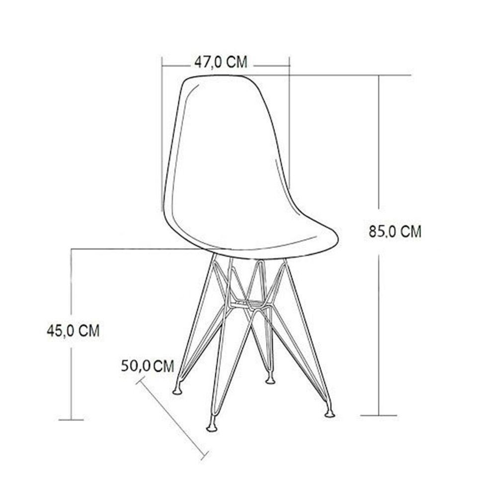 Mesa Industrial Jantar Retangular 137X90Cm Amêndoa Base V Com 6 Cadeiras Eames Eiffel Brancas Ferro - 2
