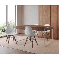 Mesa Jantar Industrial Retangular Filadélfia Amêndoa 137X90Cm Base Ferro Branco Com 4 Cadeiras Branc - 1