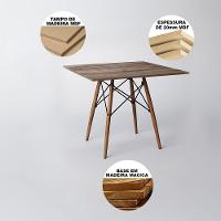 Mesa De Jantar Eames Eiffel Amêndoa Quadrada 90Cm Com 4 Cadeiras Pretas - 5