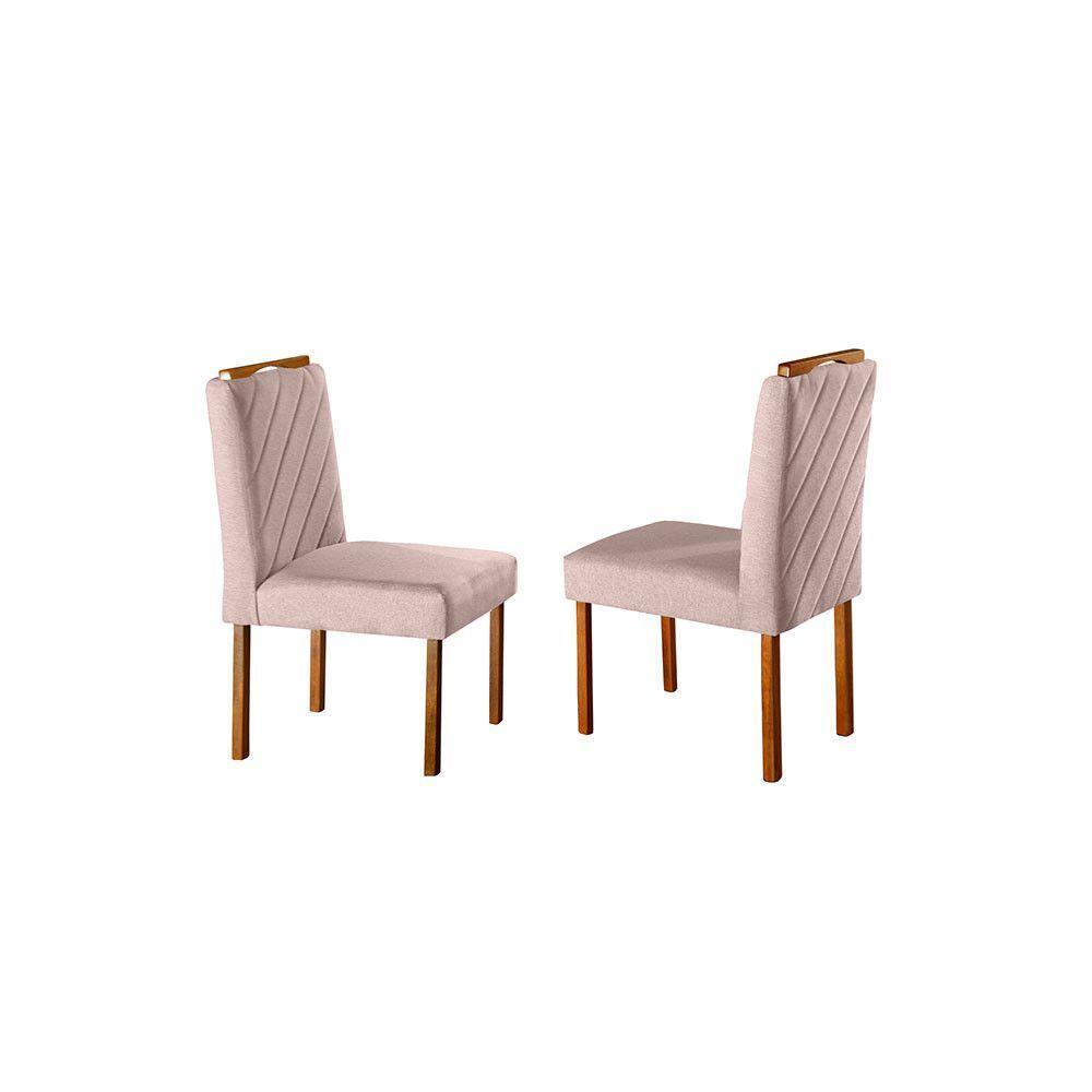Conjunto Sala De Jantar 6 Lugares Mesa Slim E Cadeiras Em Veludo Móveis Mix Mel/off-white/nude - 5