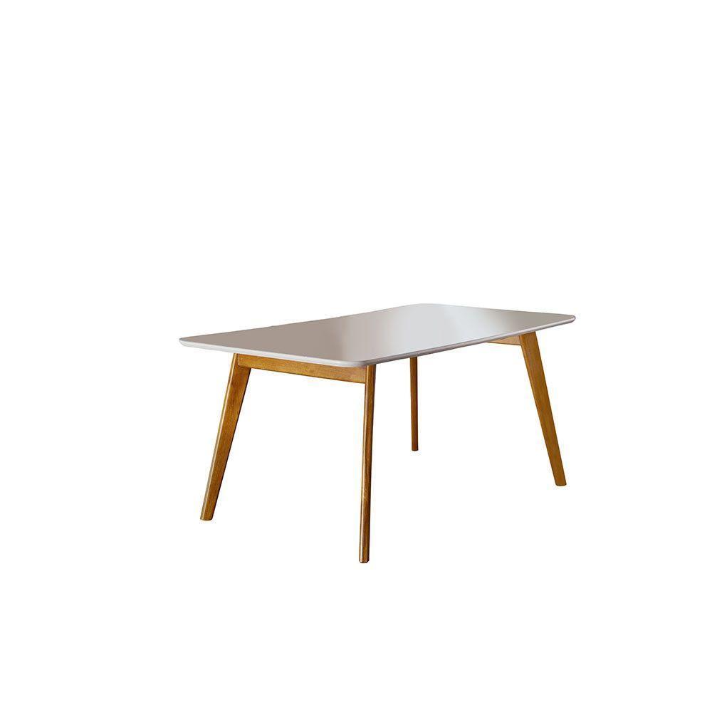 Conjunto Sala De Jantar 6 Lugares Mesa Slim E Cadeiras Em Veludo Móveis Mix Mel/off-white/nude - 6