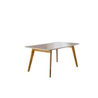 Conjunto Sala De Jantar 6 Lugares Mesa Slim E Cadeiras Em Veludo Móveis Mix Mel/off-white/nude - 6