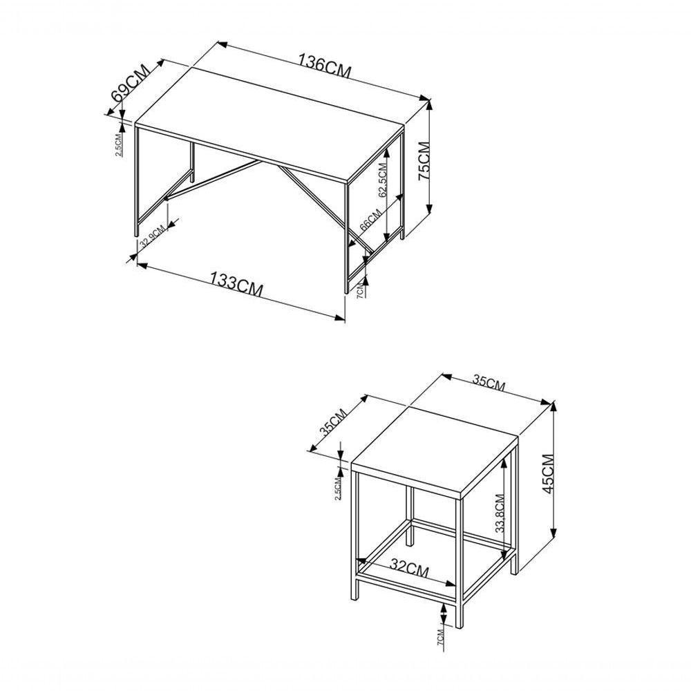 Conjunto Mesa 136x69 Com Banquetas Vermont Preto Fosco - 5
