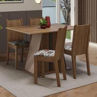 Conjunto Sala De Jantar Mesa Tampo De Madeira 4 Cadeiras Rustic/crema/hibiscos - 2