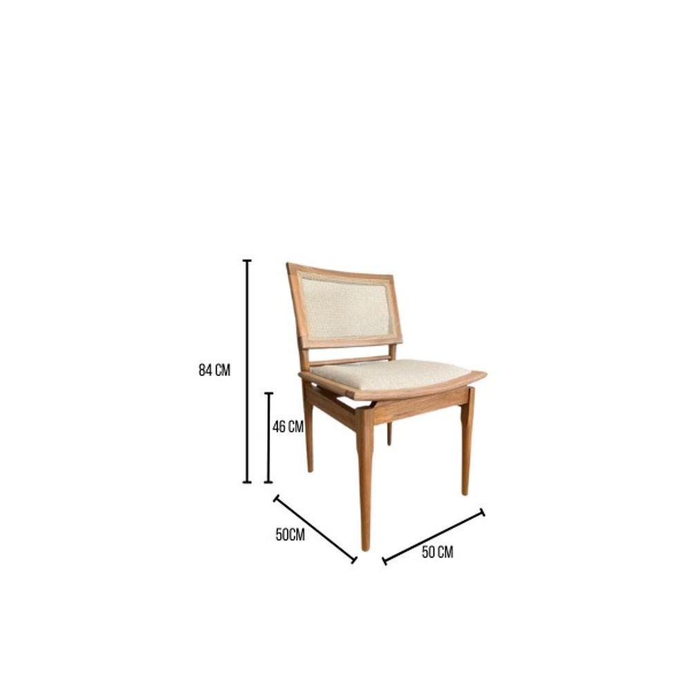 Conjunto Mesa De Jantar Cone 110 Cm Freijó Com 4 Cadeiras Madeira Maciça Tela Sextavada E Assento Em Linho Cor Marrom - 5