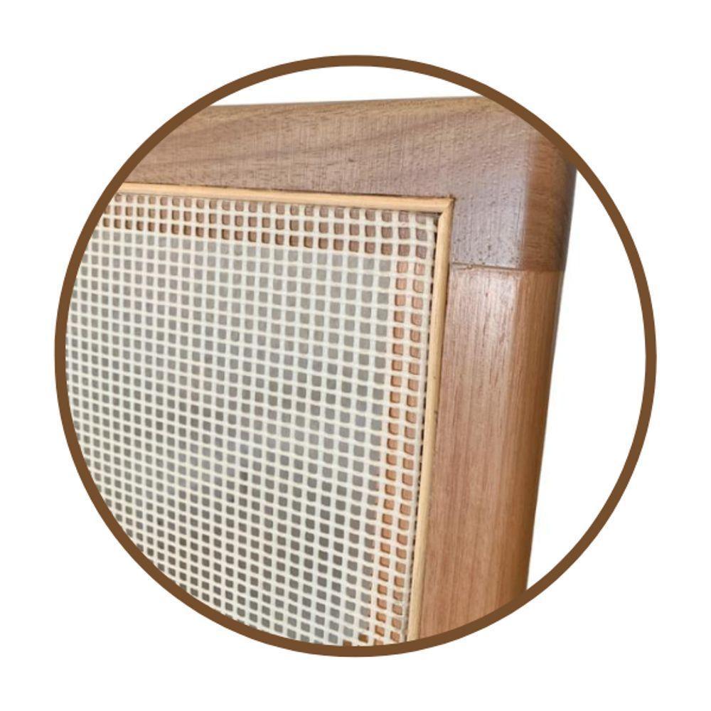 Conjunto Mesa De Jantar Cone 110 Cm Freijó Com 4 Cadeiras Madeira Maciça Tela Sextavada E Assento Em Linho Cor Marrom - 6