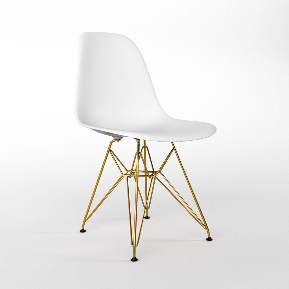 Mesa Jantar Industrial Retangular 137X90Cm Amêndoa Base V Com 6 Cadeiras Eames Eiffel Brancas Base D - 4