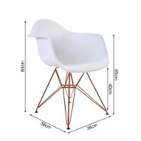 Mesa Jantar Industrial Filadélfia Canela 137X90Cm Com 4 Poltronas Brancas Base Cobre Marrom - 3