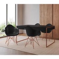 Mesa Jantar Industrial Filadélfia Preta 137X90Cm Com 4 Poltronas Pretas Base Cobre Preto - 1