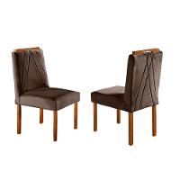 Conjunto Sala De Jantar Lisboa 4 Lugares Mesa E Cadeiras Moveis Mix Mel Com Off-white Marrom Burguês - 6