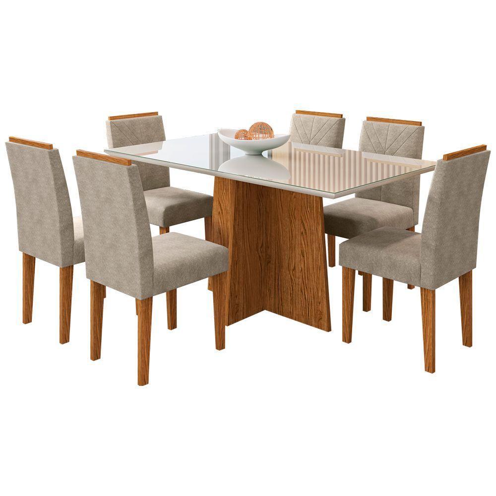 Kit Mesa De Jantar1,60m C/ 6 Cadeiras Ypê Offwhite Wd25 - 1