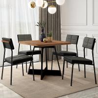 Conjunto Sala De Jantar Sydney 4 Cadeiras Carraro Grafite/preto/nogal - 1