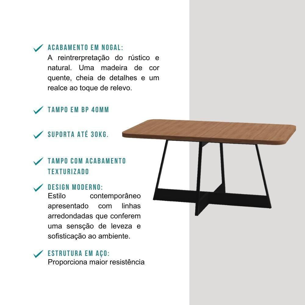 Conjunto Sala De Jantar Loanda 6 Cadeiras Carraro Grafite/preto/nogal - 3