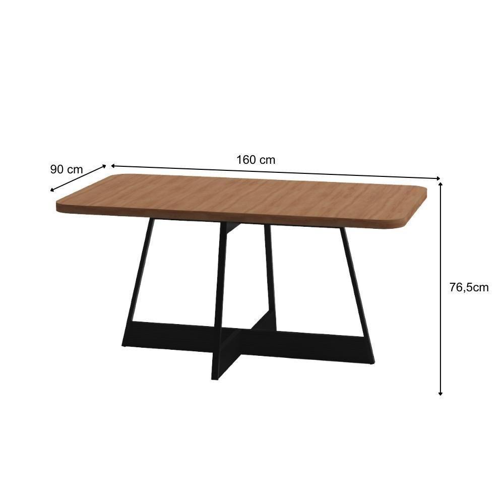 Conjunto Sala De Jantar Loanda 6 Cadeiras Carraro Grafite/preto/nogal - 7