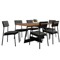 Conjunto Sala De Jantar Loanda 6 Cadeiras Carraro Grafite/preto/nogal - 1