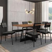 Conjunto Sala De Jantar Loanda 6 Cadeiras Carraro Grafite/preto/nogal - 2