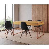 Mesa Jantar Industrial Retangular Filadélfia Canela 137X90Cm Base Cobre Com 4 Cadeiras Pretas Eiffel - 1