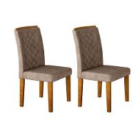 Conjunto: Mesa Sala Jantar Jade c/ Tampo Madeirado c/ Vidro Canto Curvo 180cm + 6 Cadeiras Jade Imbuia/Creme - Rufato - 7