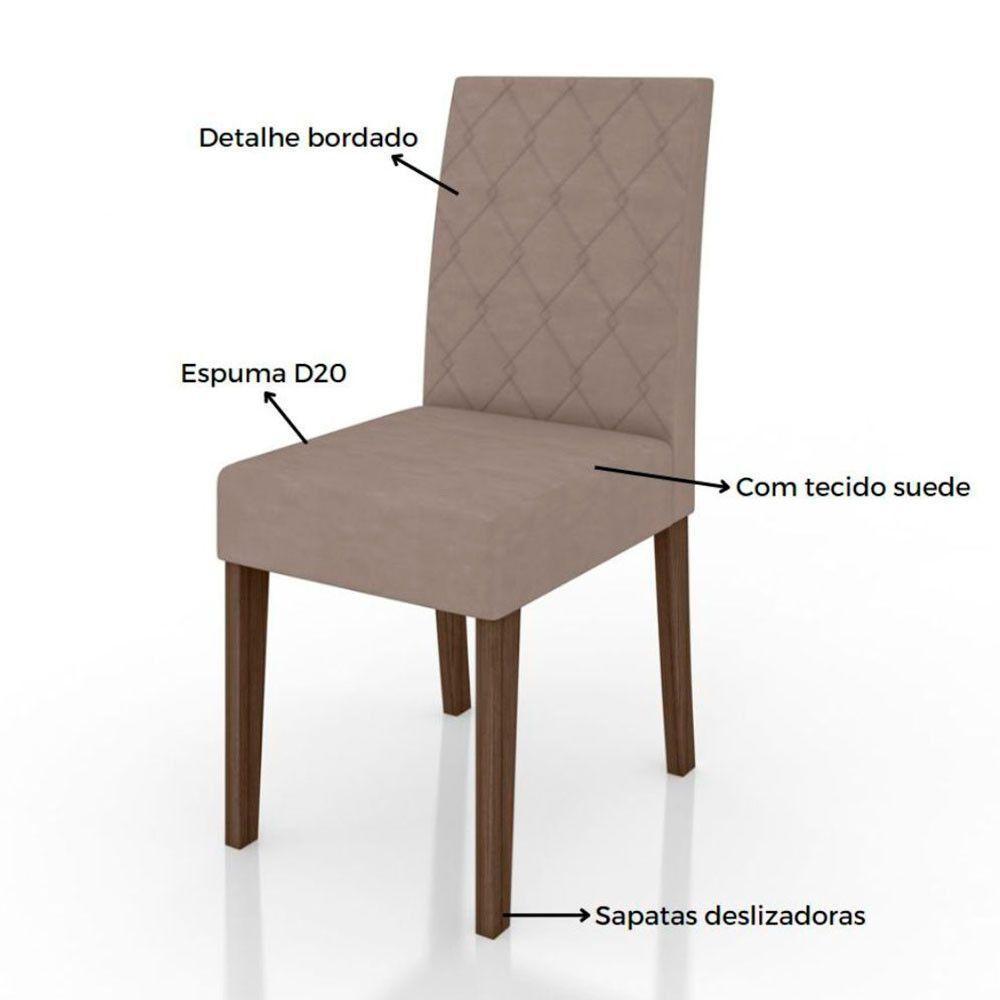 Conjunto Sala De Jantar Retangular Mesa Kate 120cm E 04 Cadeiras Jade Poliman Móveis Amêndoa - 5