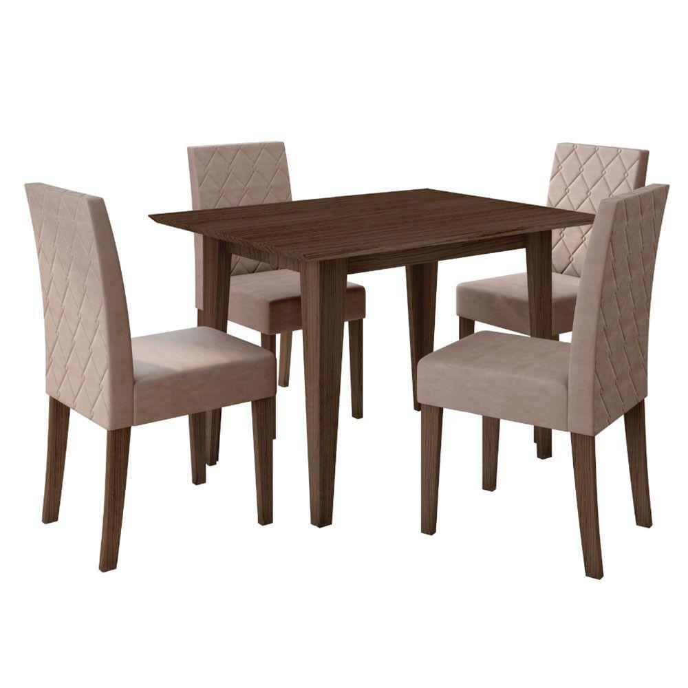 Conjunto Sala De Jantar Retangular Mesa Kate 120cm E 04 Cadeiras Jade Poliman Móveis Amêndoa - 6