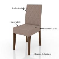 Conjunto Sala De Jantar Retangular Mesa Kate 120cm E 04 Cadeiras Jade Poliman Móveis Amêndoa - 5