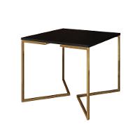 Mesa Jantar Industrial Quadrada 90Cm Preta Base V Dourada Com 4 Poltronas Daw Madeira P Marrom - 9