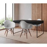 Mesa Jantar Industrial Filadélfia Preta 137X90Cm Base Ferro Preto Com 4 Poltronas Brancas Preto - 1
