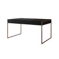 Mesa Jantar Industrial Retangular Filadélfia Preta 137X90Cm Base Cobre Com 4 Cadeiras Pretas Eiffel - 5