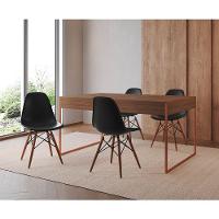 Mesa Jantar Industrial Retangular Filadélfia Amêndoa 137X90Cm Base Cobre Com 4 Cadeiras Pretas Eiffe - 1