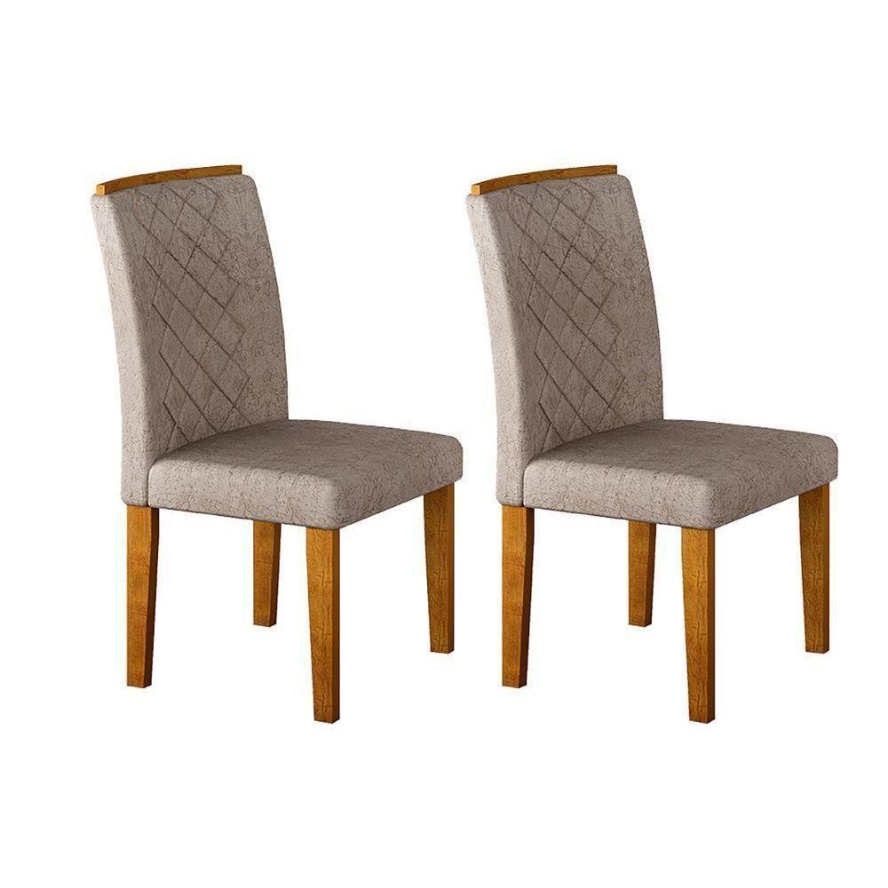 Conjunto: Mesa Sala Jantar Jade Tampo Madeirado c/ Vidro 180cm Canto Reto + 6 Cadeiras Jade Imbuia/Creme - Rufato - 2