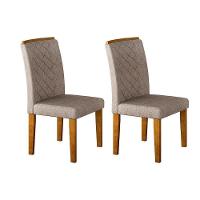 Conjunto: Mesa Sala Jantar Jade Tampo Madeirado c/ Vidro 180cm Canto Reto + 6 Cadeiras Jade Imbuia/Creme - Rufato - 2