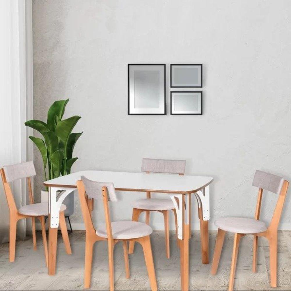 Conjunto De Mesa Jantar Sublime Com 4 Cadeiras Estofadas Vime - 5