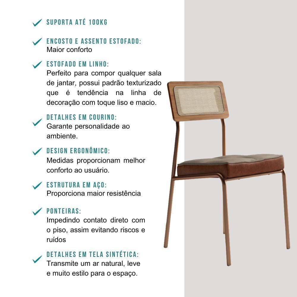 Conjunto Sala De Jantar Filadélfia 6 Cadeiras Carraro Areia/rose/nogal - 2