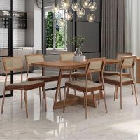 Conjunto Sala De Jantar Filadélfia 6 Cadeiras Carraro Areia/rose/nogal - 5