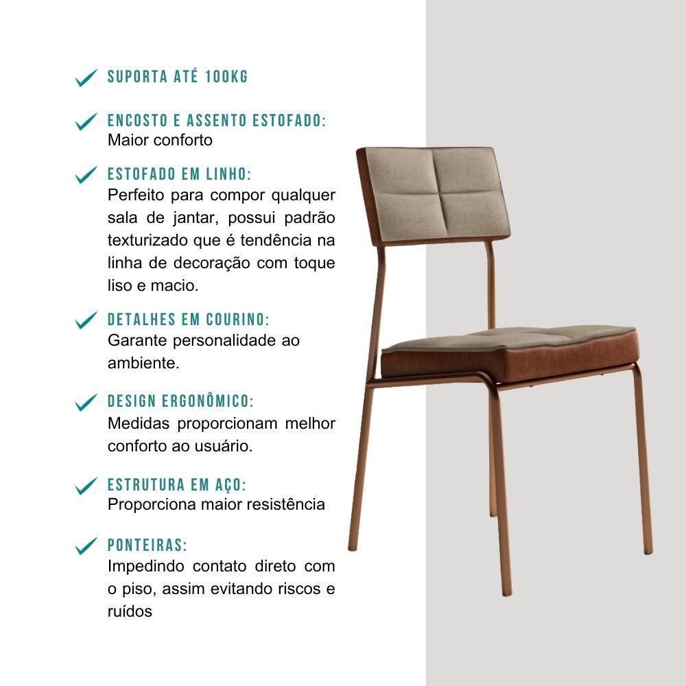 Conjunto Sala De Jantar Loanda 6 Cadeiras Carraro Areia/rose/nogal - 8