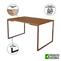 Mesa Industrial Base Ferro Cobre Tampo 137X90 Canela 4 Cadeiras Ferro Cobre Assento Branco - 5