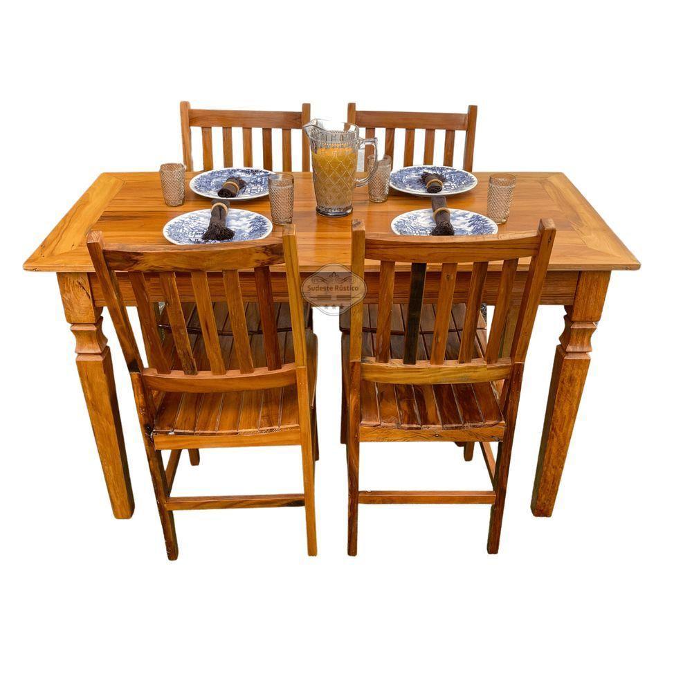 Mesa Madeira De Demolição 140cm X 70cm Com 4 Cadeiras Ana Hickmann Sudeste Rústico - 1