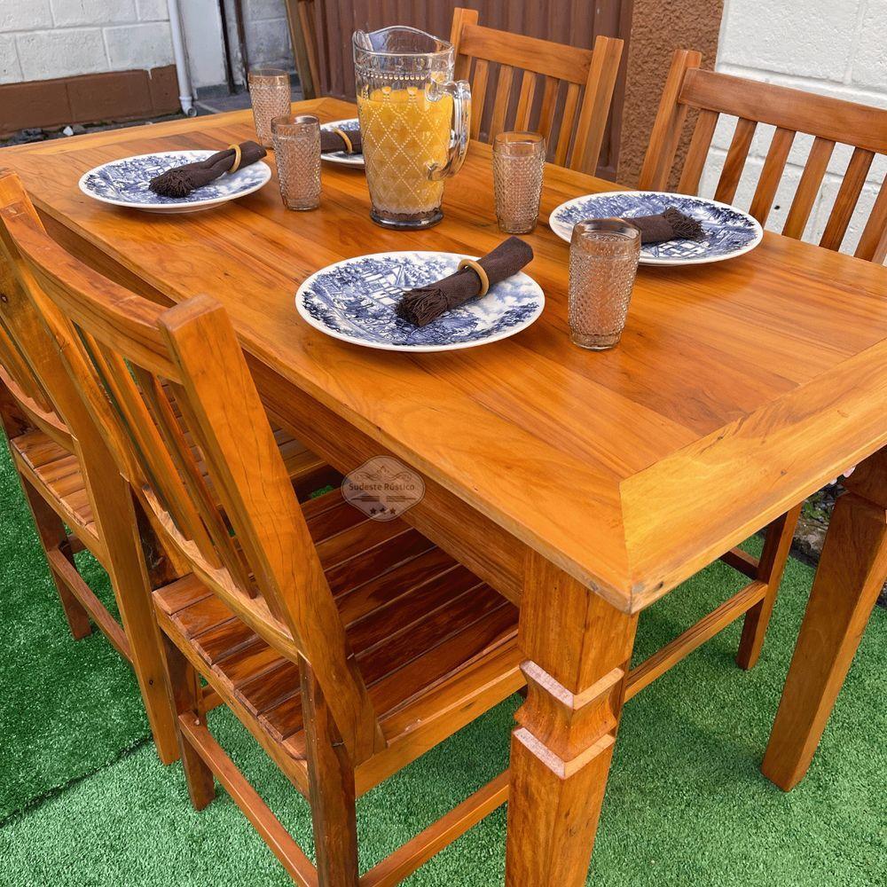 Mesa Madeira De Demolição 140cm X 70cm Com 4 Cadeiras Ana Hickmann Sudeste Rústico - 5