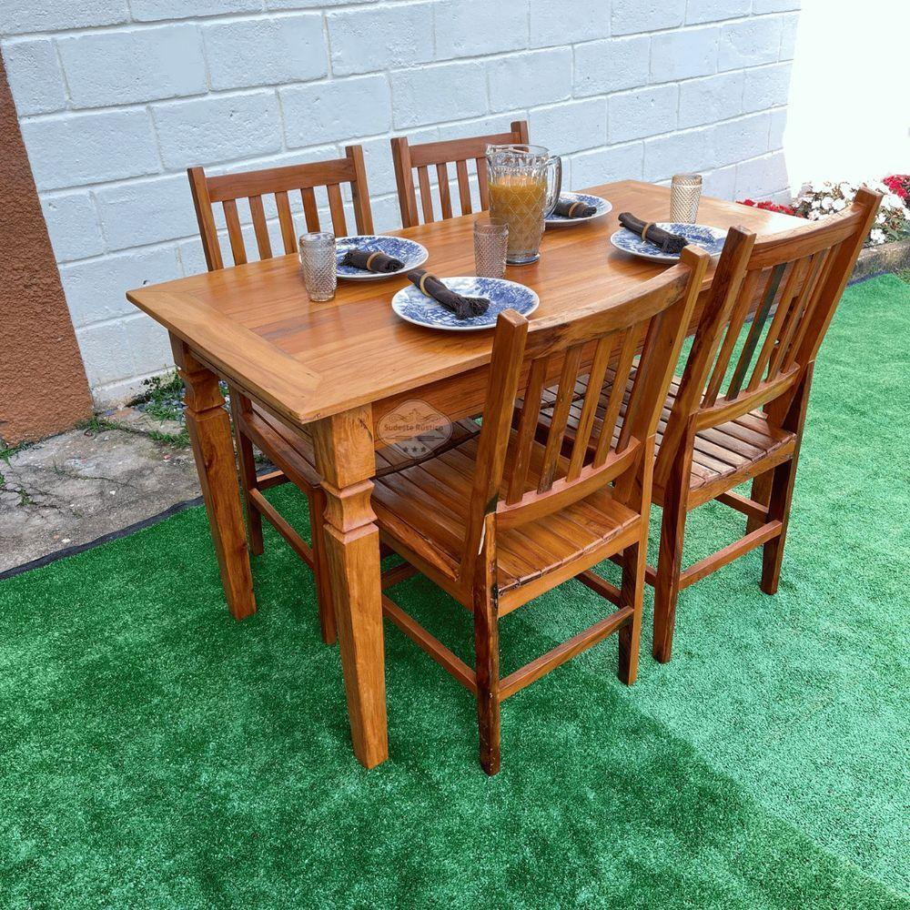 Mesa Madeira De Demolição 140cm X 70cm Com 4 Cadeiras Ana Hickmann Sudeste Rústico - 7