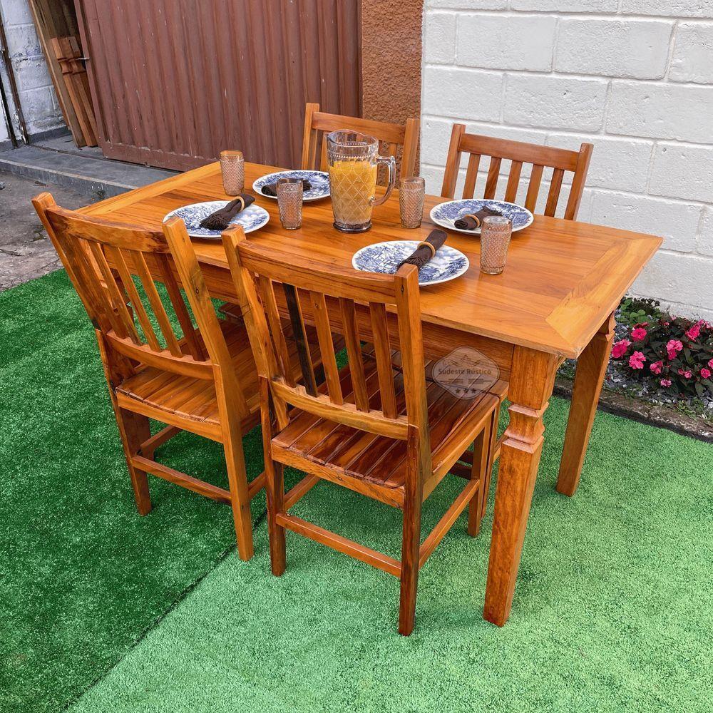 Mesa Madeira De Demolição 140cm X 70cm Com 4 Cadeiras Ana Hickmann Sudeste Rústico - 9