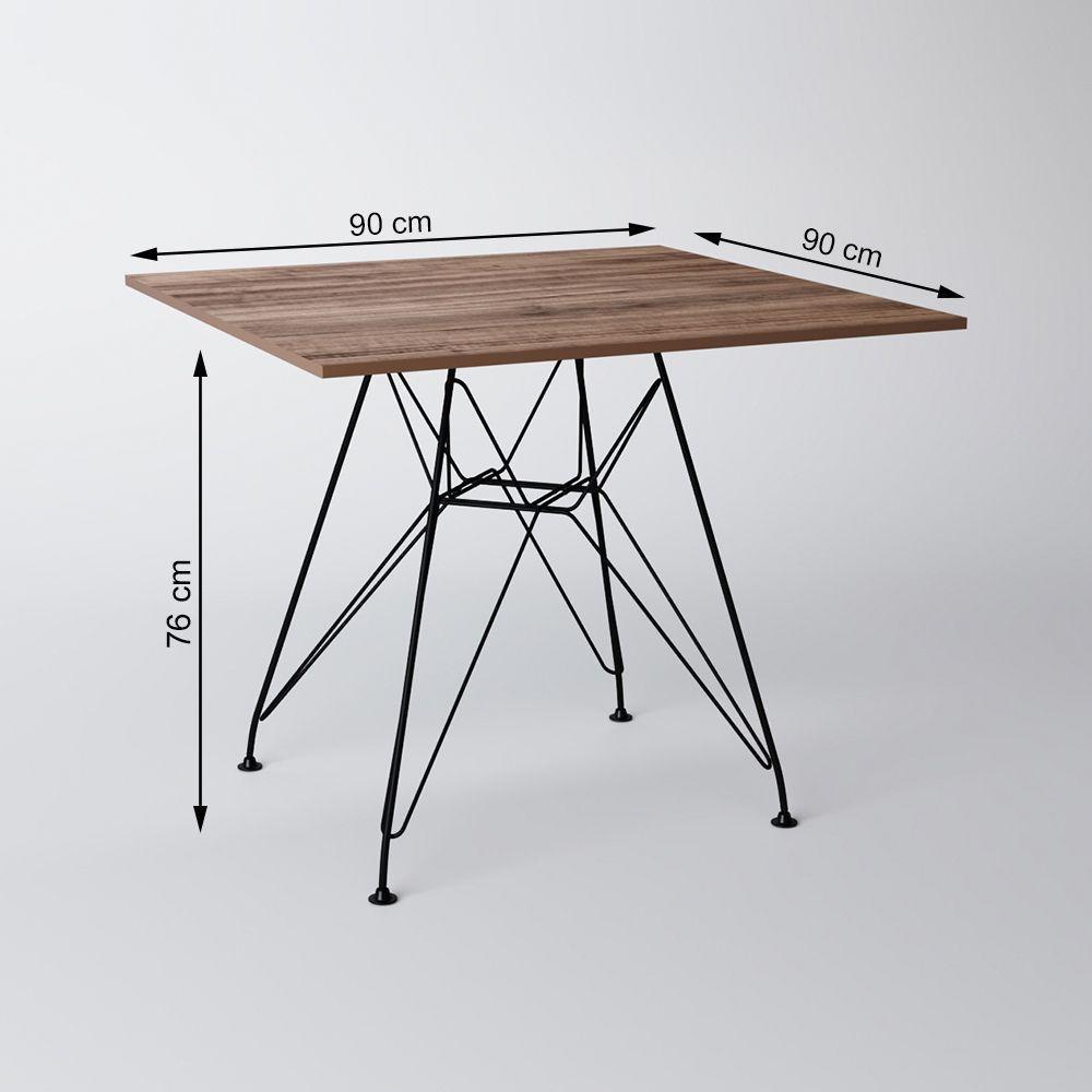 Mesa De Jantar Eames Eiffel 90Cm Amêndoa Quadrada Com 4 Cadeiras Brancas Base De Ferro Preto - 8