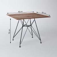 Mesa De Jantar Eames Eiffel 90Cm Amêndoa Quadrada Com 4 Cadeiras Brancas Base De Ferro Preto - 8