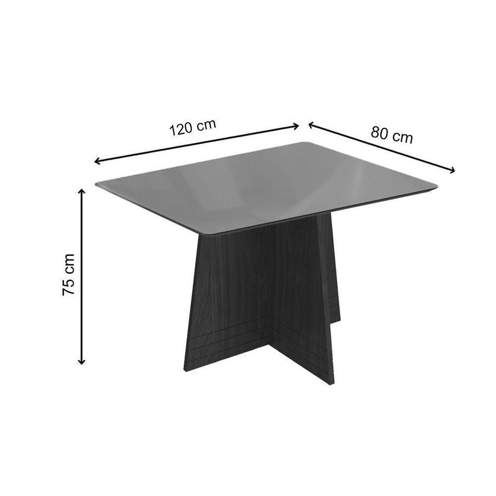 Conjunto: Mesa Sala Jantar Lótus c/ Tampo Madeirado c/ Vidro 120cm + 4 Cadeiras CAD131 Freijó/Bronze/Bege - Kappesberg - 3